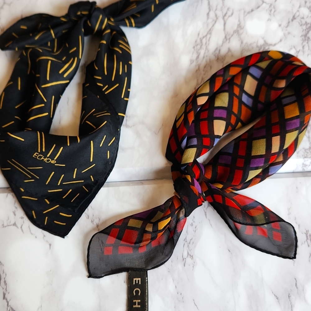 ECHO Vintage Silk Neck Scarf Bundle. Excellent Condition.